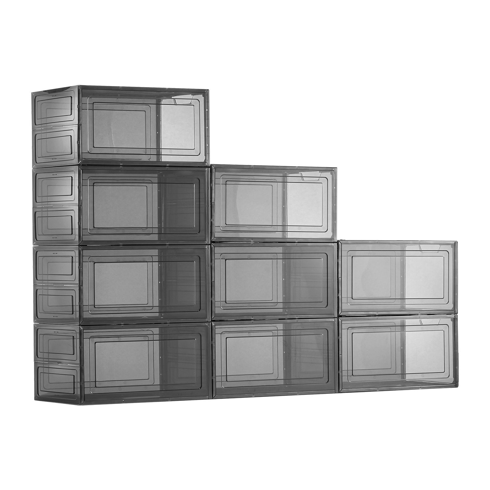 Storage Cabinets: VEVOR Shoe Storage Boxes, 9 Pack Clear Stackable Shoe Boxes Storage Organizers with Magnetic Door, Fit up to US Size 13, Plastic Sneaker Containers for High Heels, Boots, and Hats, Transparent Black