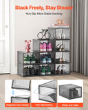 Storage Cabinets: VEVOR Shoe Storage Boxes, 9 Pack Clear Stackable Shoe Boxes Storage Organizers with Magnetic Door, Fit up to US Size 13, Plastic Sneaker Containers for High Heels, Boots, and Hats, Transparent Black