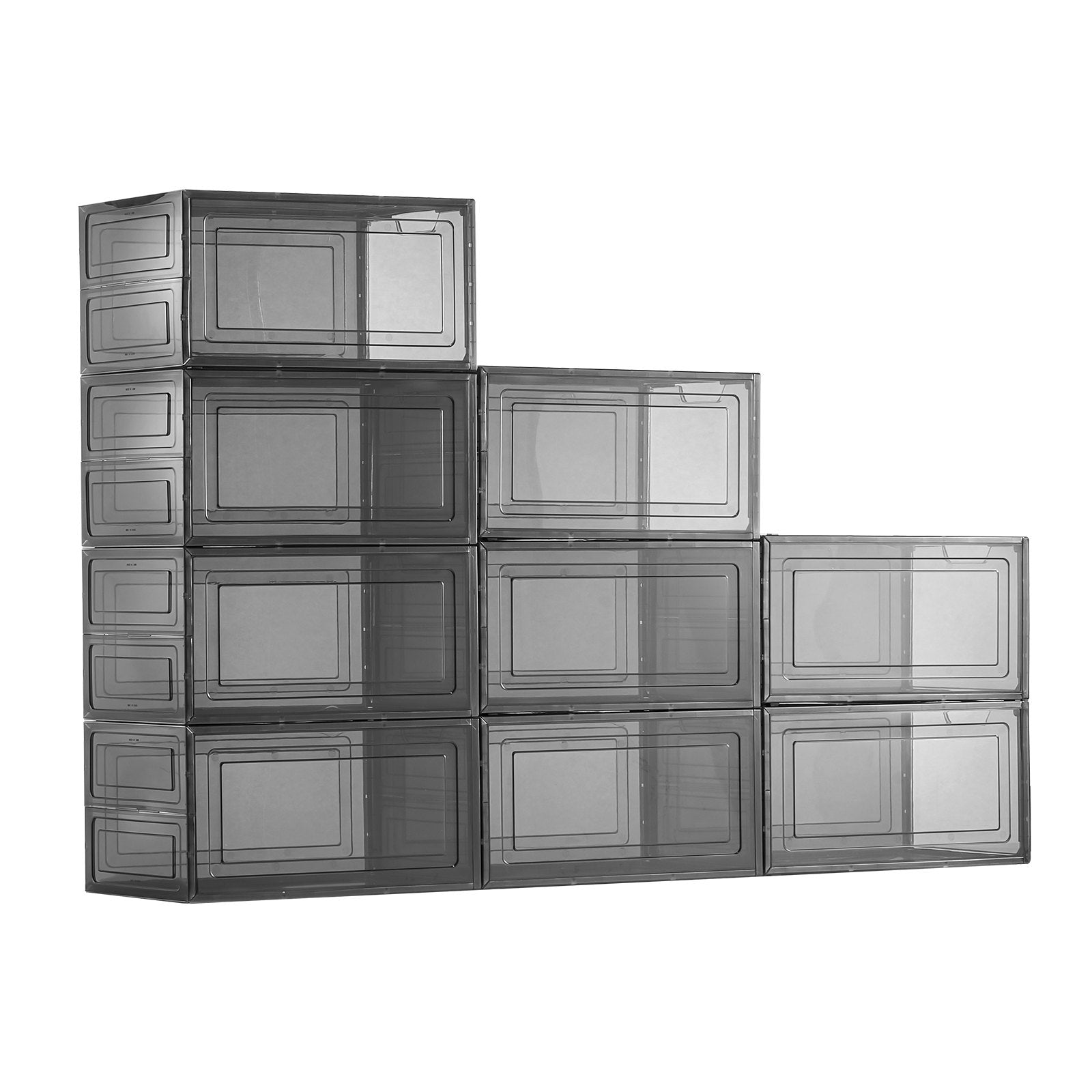 Storage Cabinets: VEVOR Shoe Storage Boxes, 9 Pack Clear Stackable Shoe Boxes Storage Organizers with Magnetic Door, Fit up to US Size 13, Plastic Sneaker Containers for High Heels, Boots, and Hats, Transparent Black
