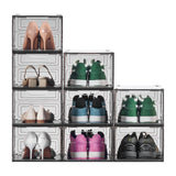 Storage Cabinets: VEVOR Shoe Storage Boxes, 9 Pack Clear Stackable Shoe Boxes Storage Organizers with Magnetic Door, Fit up to US Size 13, Plastic Sneaker Containers for High Heels, Boots, and Hats, Transparent Black