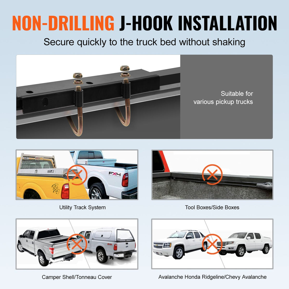 Truck Ladder Rack, 1000 LBS / 454 KG Strong Capacity Truck Racks, Non-Drilling / Drilling Installation for Long or Heavy Cargo, 43.3-63 inch Adjustable Width for Kayak, Ladder, Surfboard, Lumber