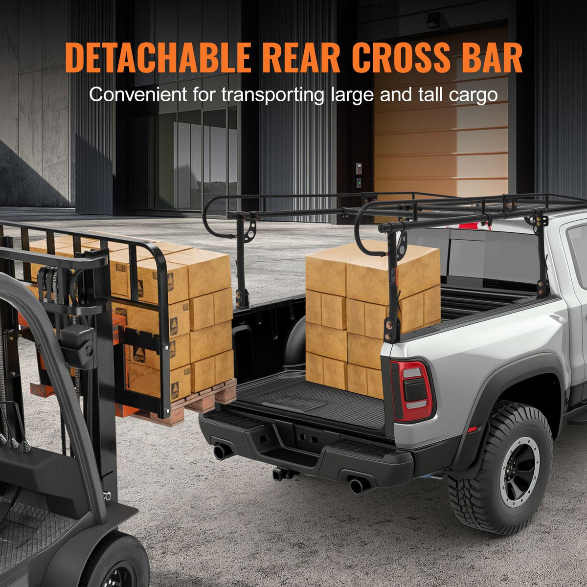 Truck Ladder Rack, 1000 LBS / 454 KG Strong Capacity Truck Racks, Non-Drilling / Drilling Installation for Long or Heavy Cargo, 43.3-63 inch Adjustable Width for Kayak, Ladder, Surfboard, Lumber