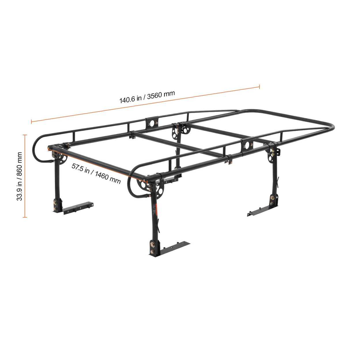 Truck Ladder Rack, 1000 LBS / 454 KG Strong Capacity Truck Racks, Non-Drilling / Drilling Installation for Long or Heavy Cargo, 43.3-63 inch Adjustable Width for Kayak, Ladder, Surfboard, Lumber