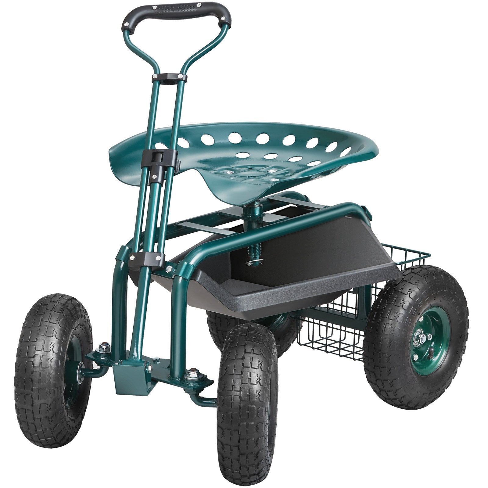 Gardening Tools: VEVOR Garden Cart Rolling Workseat with Wheels, Gardening Stool for Planting, 360 Degree Swivel Seat, Wagon Scooter with Steering Handle & Utility Tool Tray, Use for Patio, Yard, and Outdoors, Green