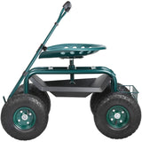 Gardening Tools: VEVOR Garden Cart Rolling Workseat with Wheels, Gardening Stool for Planting, 360 Degree Swivel Seat, Wagon Scooter with Steering Handle & Utility Tool Tray, Use for Patio, Yard, and Outdoors, Green