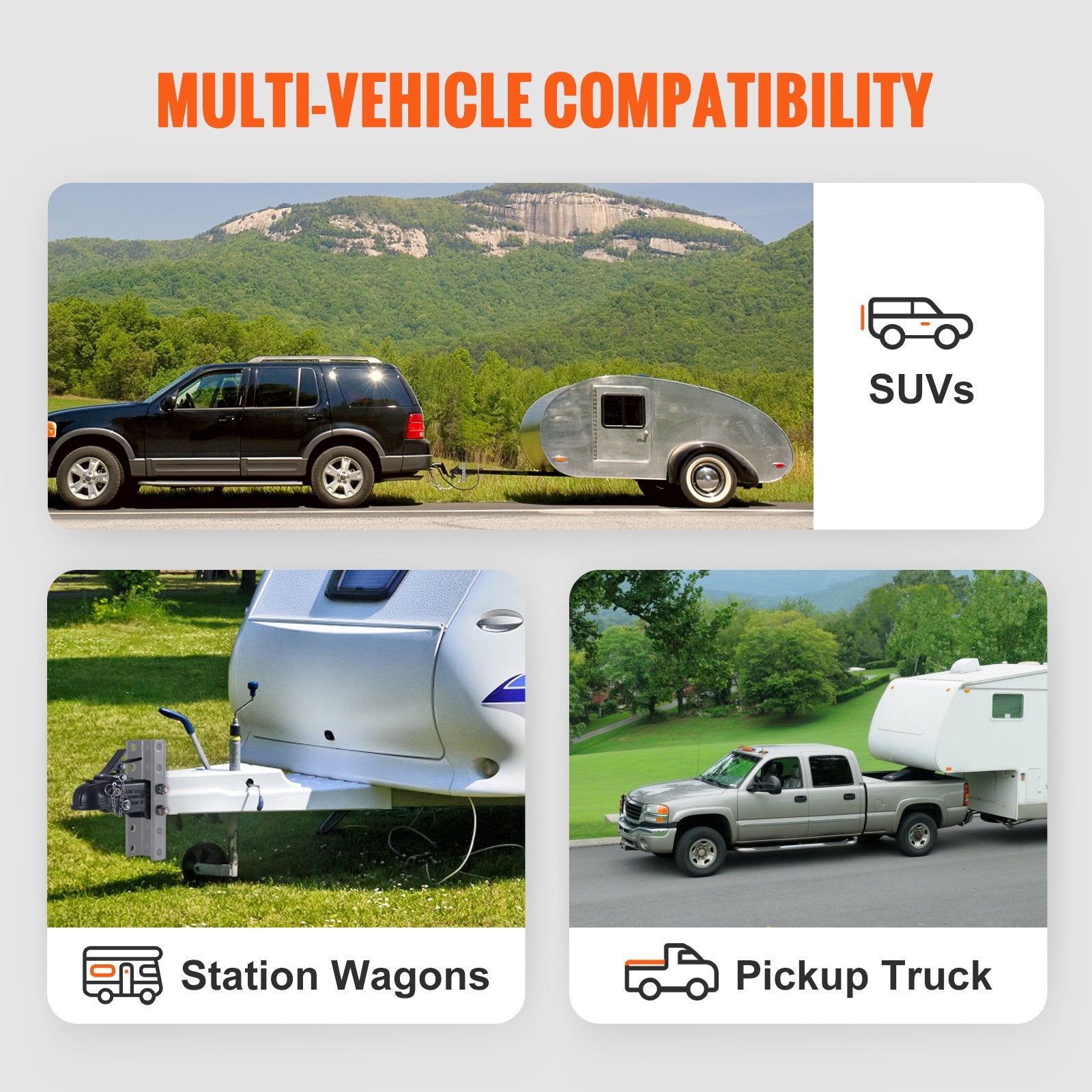 Automotive Repair & Speciality Tools: VEVOR Adjustable Trailer Coupler, 2-5/16" Hitch Ball, 15000 lbs Capacity, Heavy Duty Cast Channel-Mount Coupler with Hardware Kit, Ideal for Towing Station Wagons, Pickup Trucks, SUVs, Black Coating