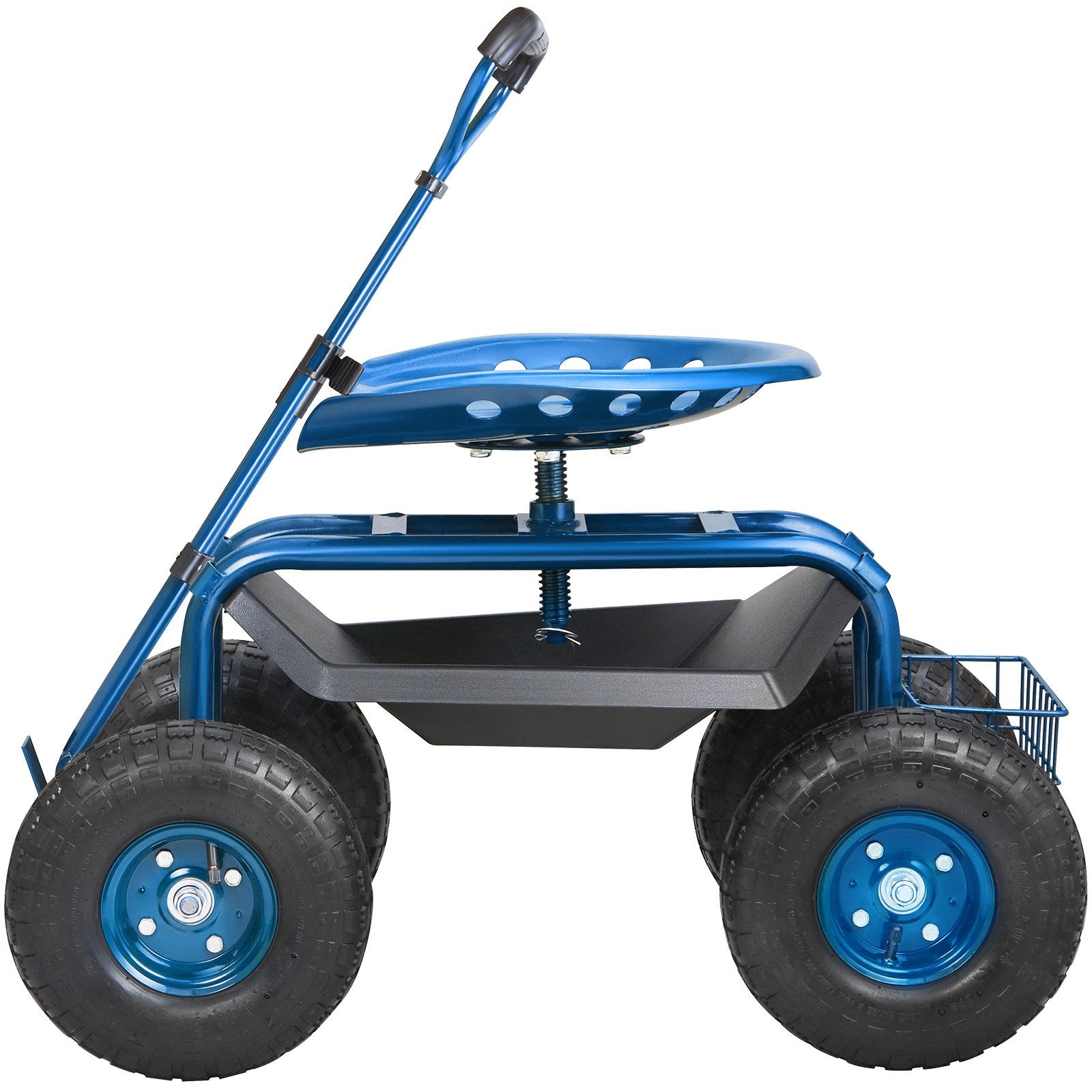Mobility & Accessibility: VEVOR Rolling Garden Cart with Seat and Wheels Extendable Steer Handle Blue