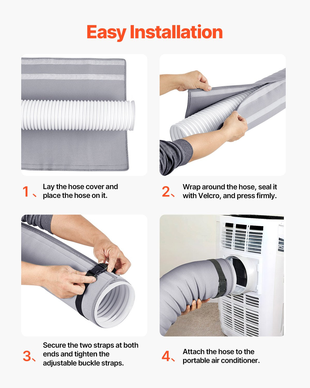 Air Compressors Accessories: VEVOR Air Conditioner Hose Cover Wrap Portable AC Insulated Exhaust Hose Sleeve