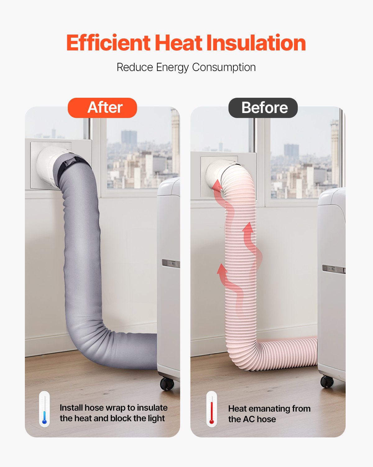 Air Compressors Accessories: VEVOR Air Conditioner Hose Cover Wrap Portable AC Insulated Exhaust Hose Sleeve