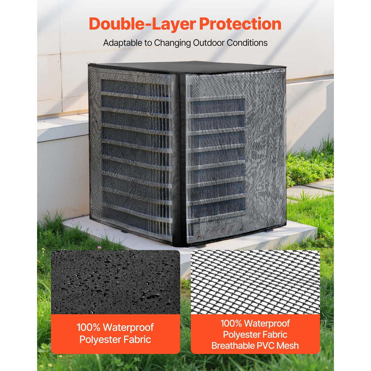 Air Conditioner Cover, 914 x 914 x 1010 mm Ac Cover for Air Conditioning Unit, Dual-Layer, Detachable Canopy,Waterproof Polyester, Universal HVAC Protector for Outdoor Outside Ac Unit, Black