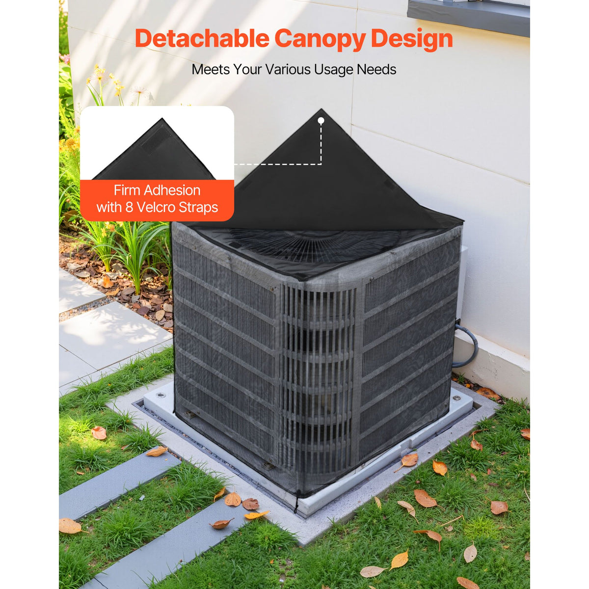 Air Conditioner Cover, 914 x 914 x 1010 mm Ac Cover for Air Conditioning Unit, Dual-Layer, Detachable Canopy,Waterproof Polyester, Universal HVAC Protector for Outdoor Outside Ac Unit, Black