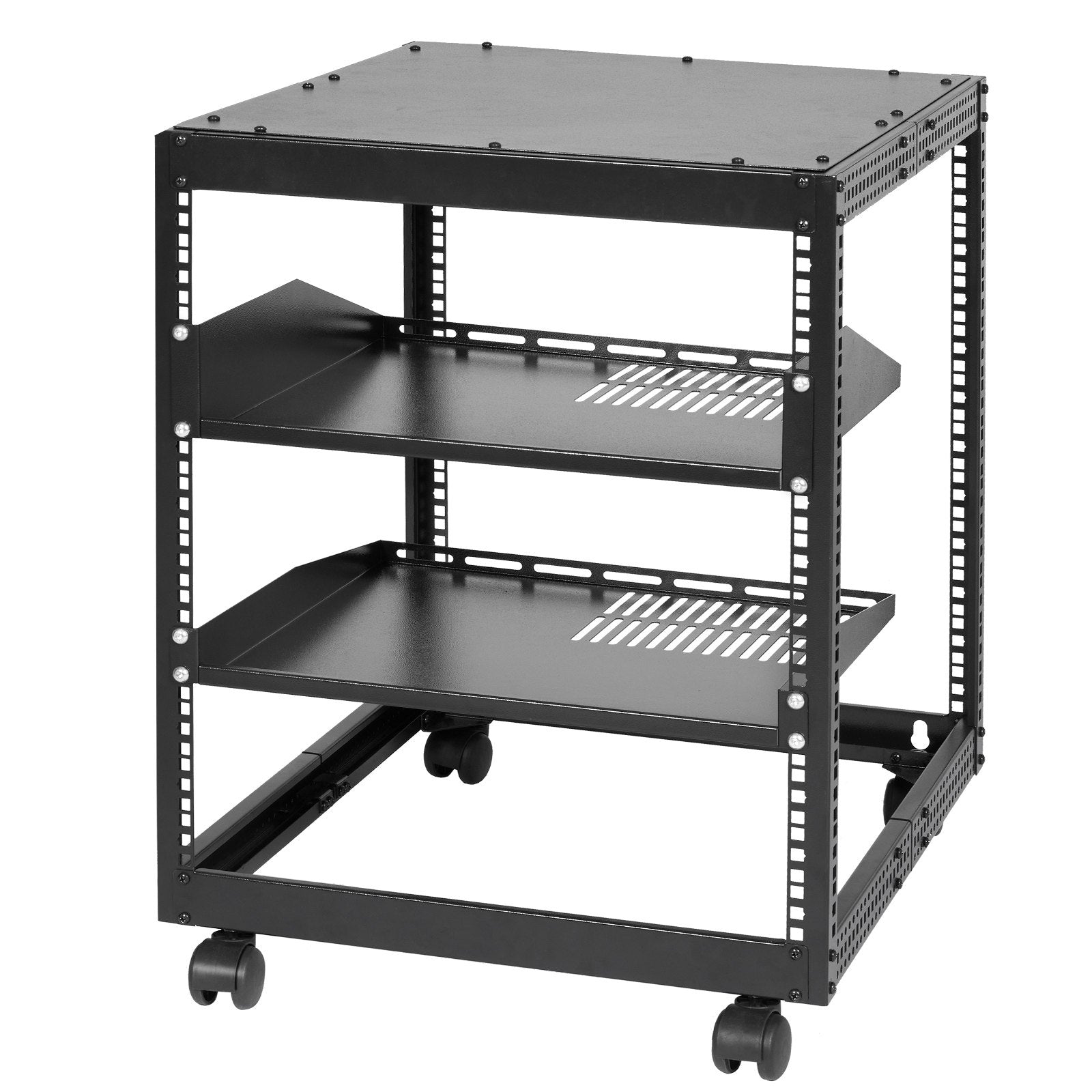 Basketball & Basketball Accessories: VEVOR 12U Open Frame Server Rack, 15''-40'' Adjustable Depth, Free Standing or Wall Mount Network Server Rack, 4 Post AV Rack with Casters, Holds All Your Networking IT Equipment AV Gear Router Modem