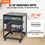 Basketball & Basketball Accessories: VEVOR 12U Open Frame Server Rack, 15''-40'' Adjustable Depth, Free Standing or Wall Mount Network Server Rack, 4 Post AV Rack with Casters, Holds All Your Networking IT Equipment AV Gear Router Modem
