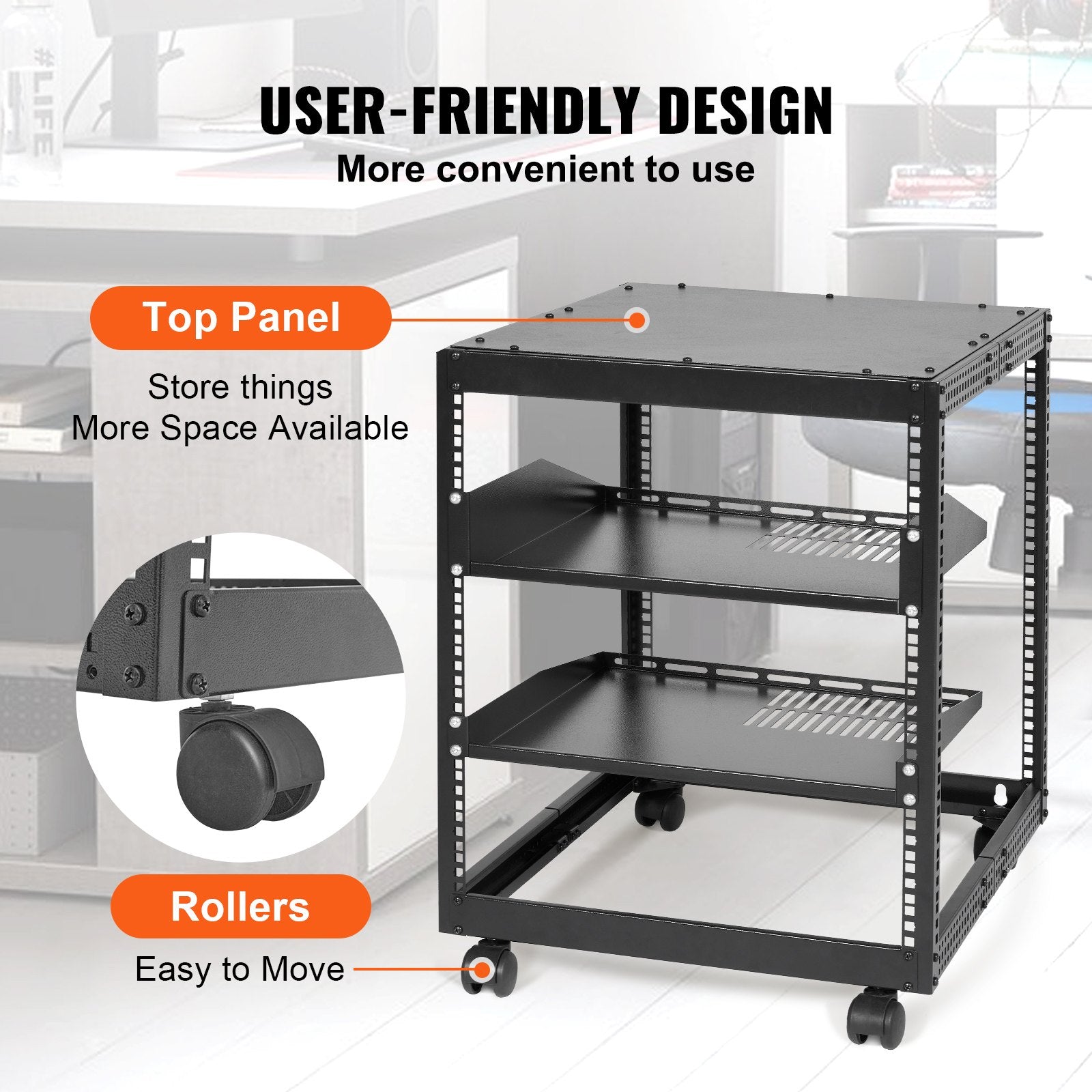 Basketball & Basketball Accessories: VEVOR 12U Open Frame Server Rack, 15''-40'' Adjustable Depth, Free Standing or Wall Mount Network Server Rack, 4 Post AV Rack with Casters, Holds All Your Networking IT Equipment AV Gear Router Modem