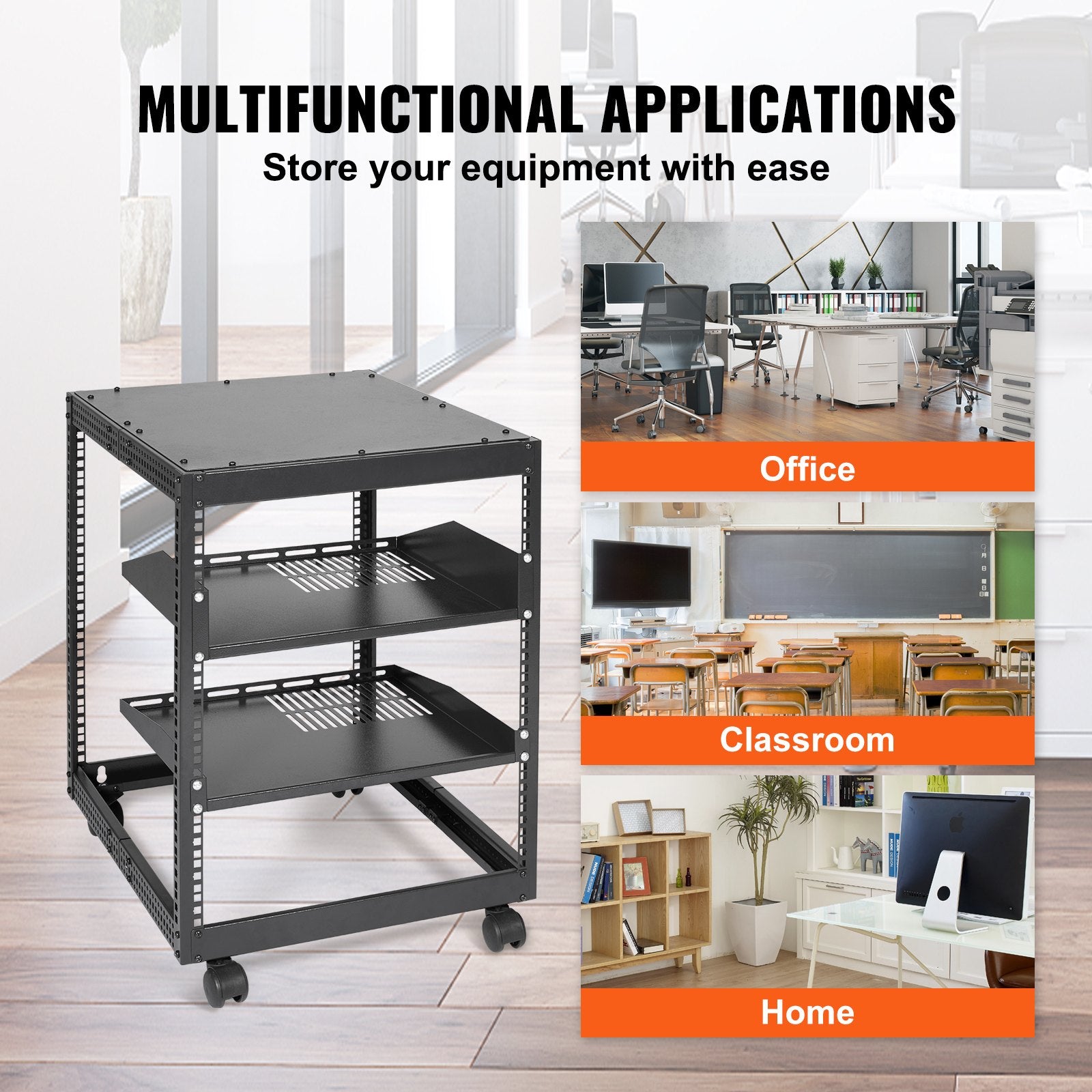 Basketball & Basketball Accessories: VEVOR 12U Open Frame Server Rack, 15''-40'' Adjustable Depth, Free Standing or Wall Mount Network Server Rack, 4 Post AV Rack with Casters, Holds All Your Networking IT Equipment AV Gear Router Modem