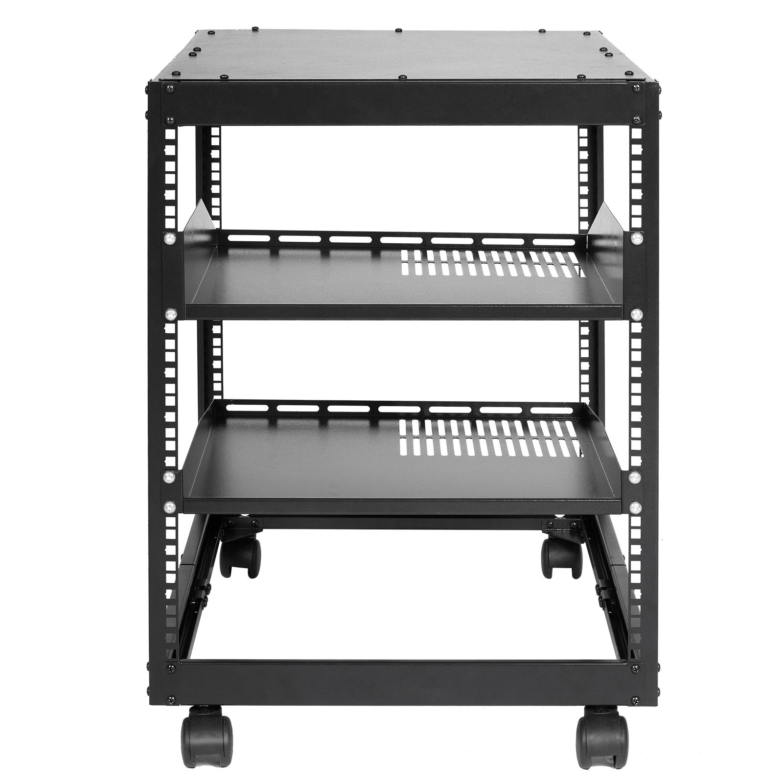 Basketball & Basketball Accessories: VEVOR 12U Open Frame Server Rack, 15''-40'' Adjustable Depth, Free Standing or Wall Mount Network Server Rack, 4 Post AV Rack with Casters, Holds All Your Networking IT Equipment AV Gear Router Modem