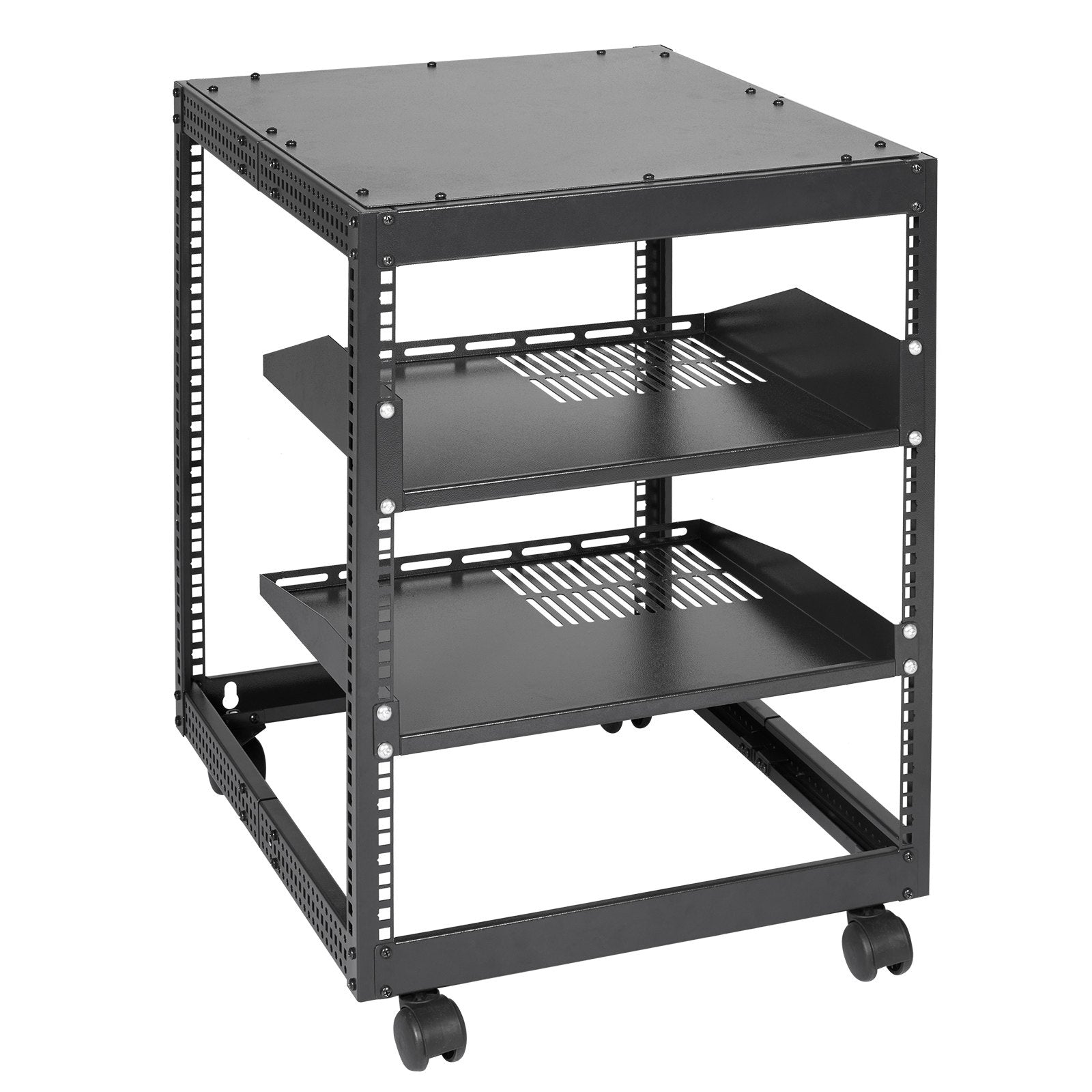 Basketball & Basketball Accessories: VEVOR 12U Open Frame Server Rack, 15''-40'' Adjustable Depth, Free Standing or Wall Mount Network Server Rack, 4 Post AV Rack with Casters, Holds All Your Networking IT Equipment AV Gear Router Modem