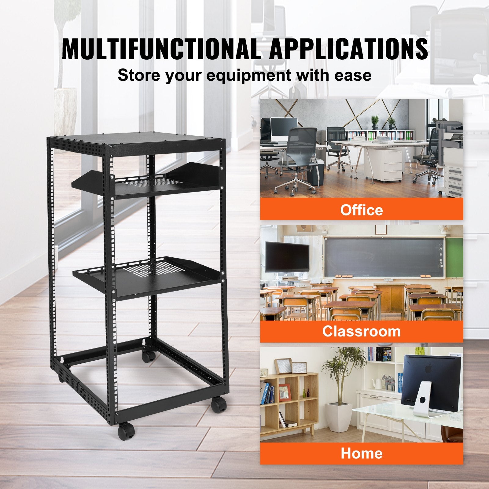 Basketball & Basketball Accessories: VEVOR 20U Open Frame Server Rack, 15''-40'' Adjustable Depth, Free Standing or Wall Mount Network Server Rack, 4 Post AV Rack with Casters, Holds All Your Networking IT Equipment AV Gear Router Modem