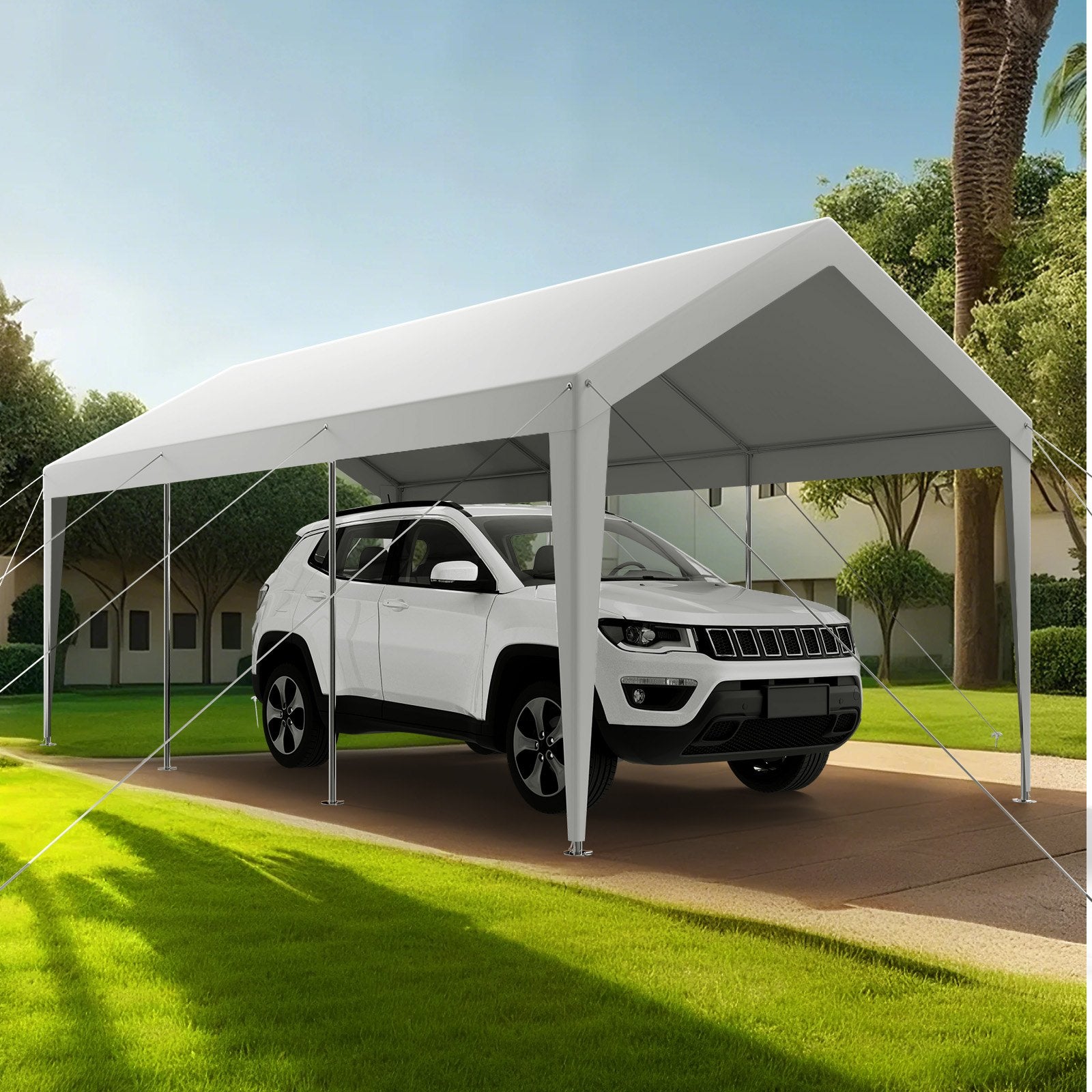 Canopies & Gazebos: VEVOR Carport Car Canopy 10 x 20 FT Heavy Duty Portable Car Shelter Tent White