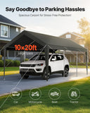 Canopies & Gazebos: VEVOR Carport Car Canopy 10 x 20 FT Heavy Duty Portable Car Shelter Tent Grey