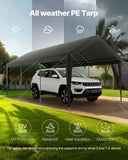 Canopies & Gazebos: VEVOR Carport Car Canopy 10 x 20 FT Heavy Duty Portable Car Shelter Tent Grey