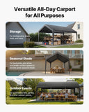Canopies & Gazebos: VEVOR Carport Car Canopy 10 x 20 FT Heavy Duty Portable Car Shelter Tent Grey