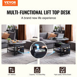 Outdoor Dining Sets: VEVOR Lift Top Coffee Table 35.3" Round Coffee Table for Living Room Black