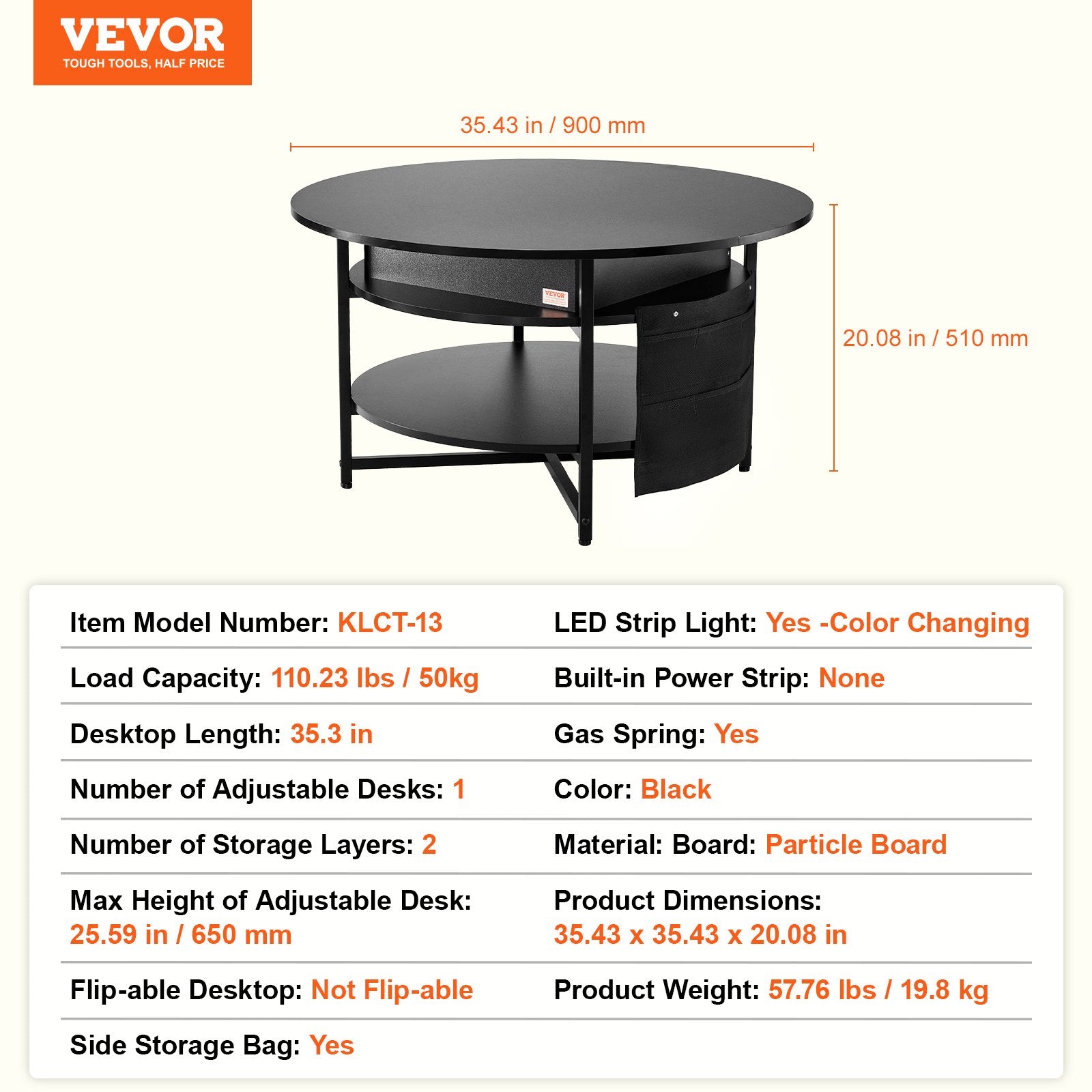 Outdoor Dining Sets: VEVOR Lift Top Coffee Table 35.3" Round Coffee Table for Living Room Black