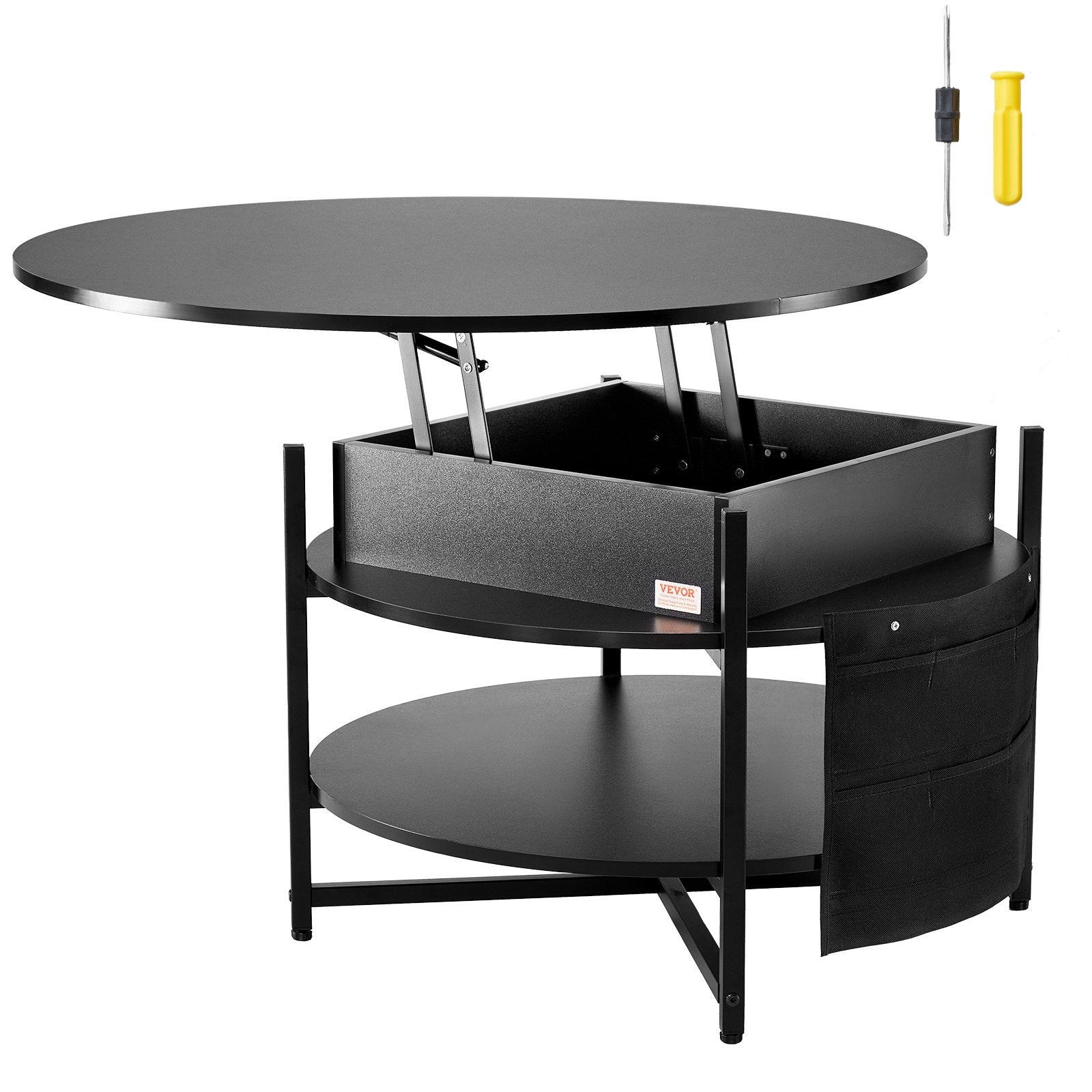 Outdoor Dining Sets: VEVOR Lift Top Coffee Table 35.3" Round Coffee Table for Living Room Black