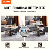 Outdoor Dining Sets: VEVOR Lift Top Coffee Table 35.3" Round Coffee Table for Living Room White