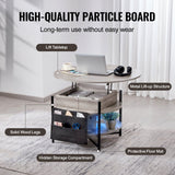 Outdoor Dining Sets: VEVOR Lift Top Coffee Table 35.3" Round Coffee Table for Living Room White