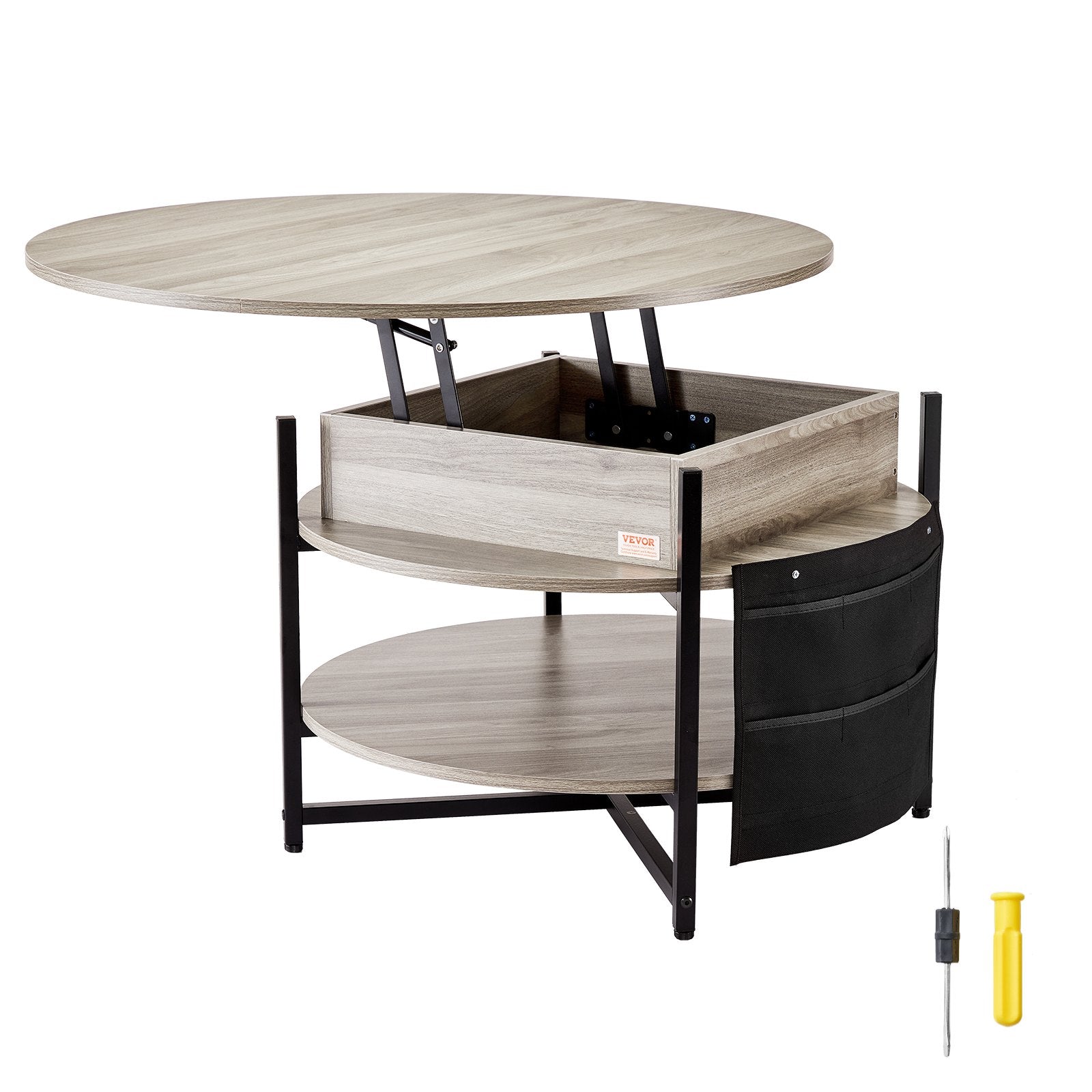 Outdoor Dining Sets: VEVOR Lift Top Coffee Table 35.3" Round Coffee Table for Living Room White