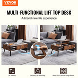 Outdoor Dining Sets: VEVOR Lift Top Coffee Table 39.4 in Rectangle Coffee Table for Living Room Brown