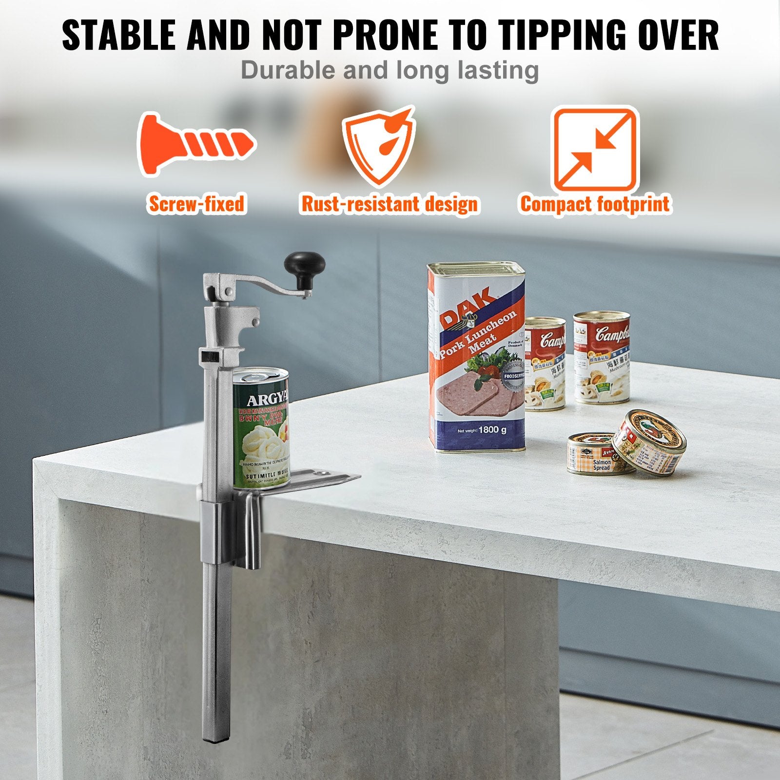 Fence & Gate Accessories: VEVOR Commercial Can Opener, Heavy-Duty Manual Tabletop Cans Opener for Cans Up to 300 mm Height, Height-Adjustable Professional Can Openers Fixed with Screws, for Restaurant, Hotel, and Food Store