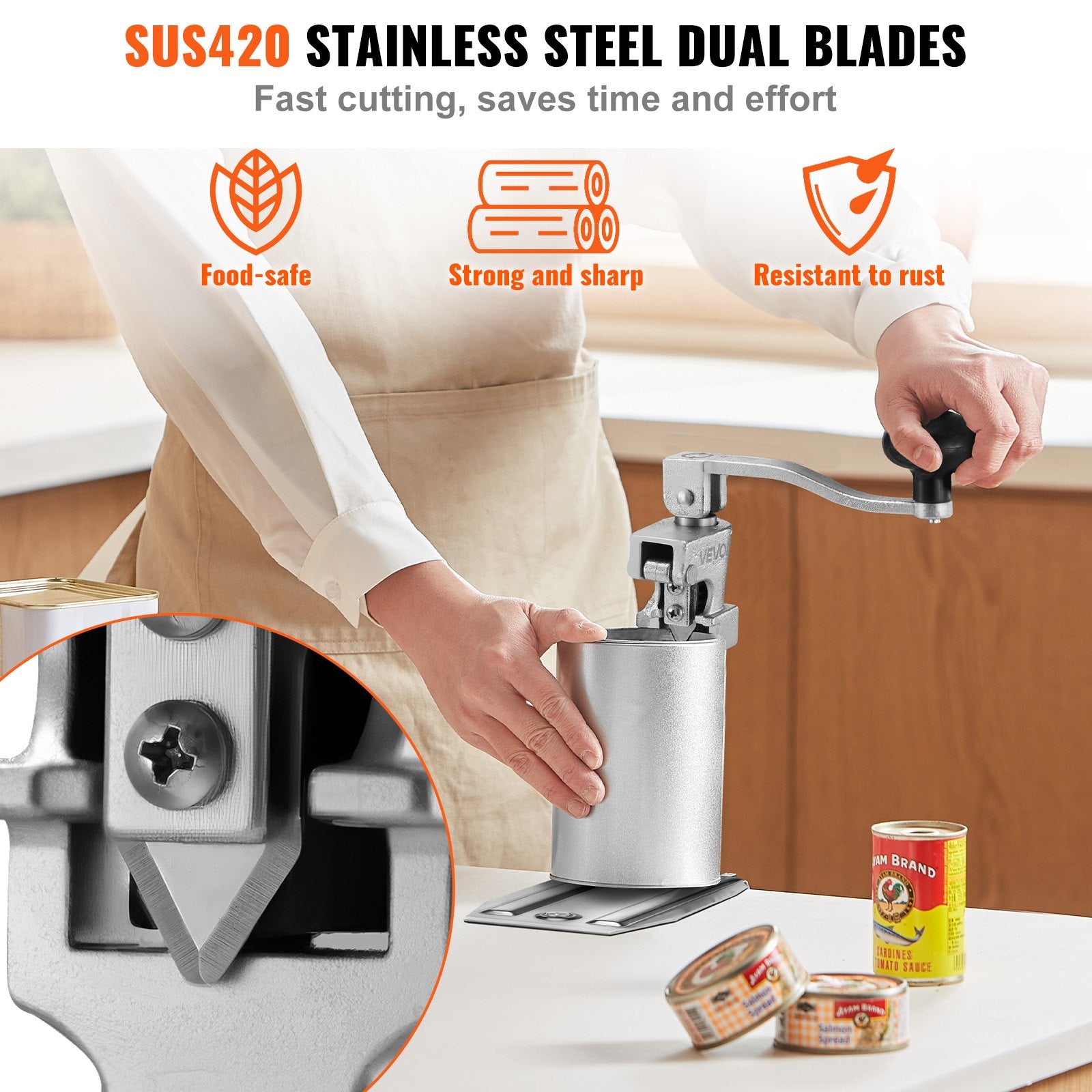 Fence & Gate Accessories: VEVOR Commercial Can Opener, Heavy-Duty Manual Tabletop Cans Opener for Cans Up to 300 mm Height, Height-Adjustable Professional Can Openers Fixed with Screws, for Restaurant, Hotel, and Food Store