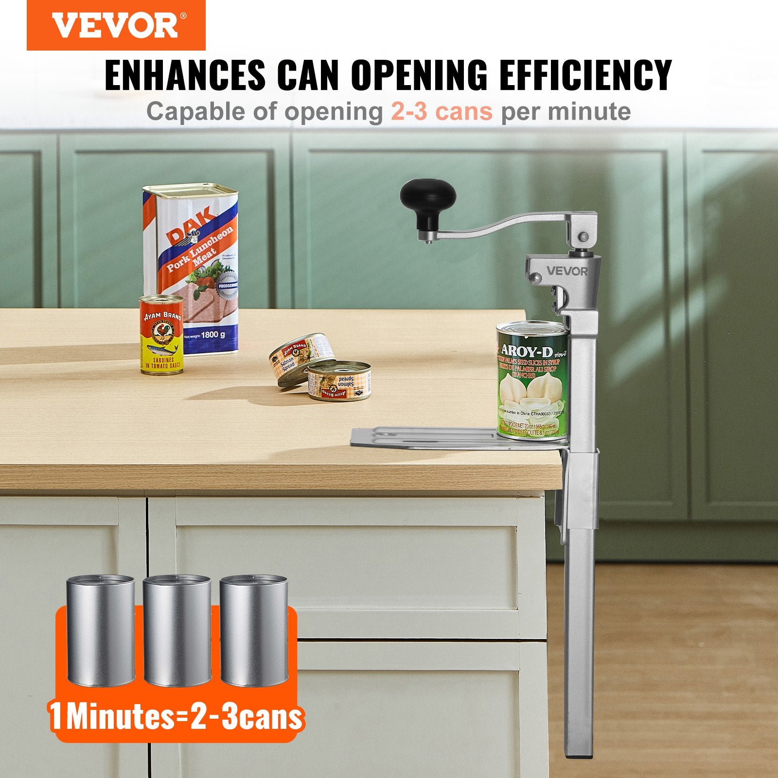 Fence & Gate Accessories: VEVOR Commercial Can Opener, Heavy-Duty Manual Tabletop Cans Opener for Cans Up to 300 mm Height, Height-Adjustable Professional Can Openers with Stainless Steel Blade, for Restaurant & Food Store