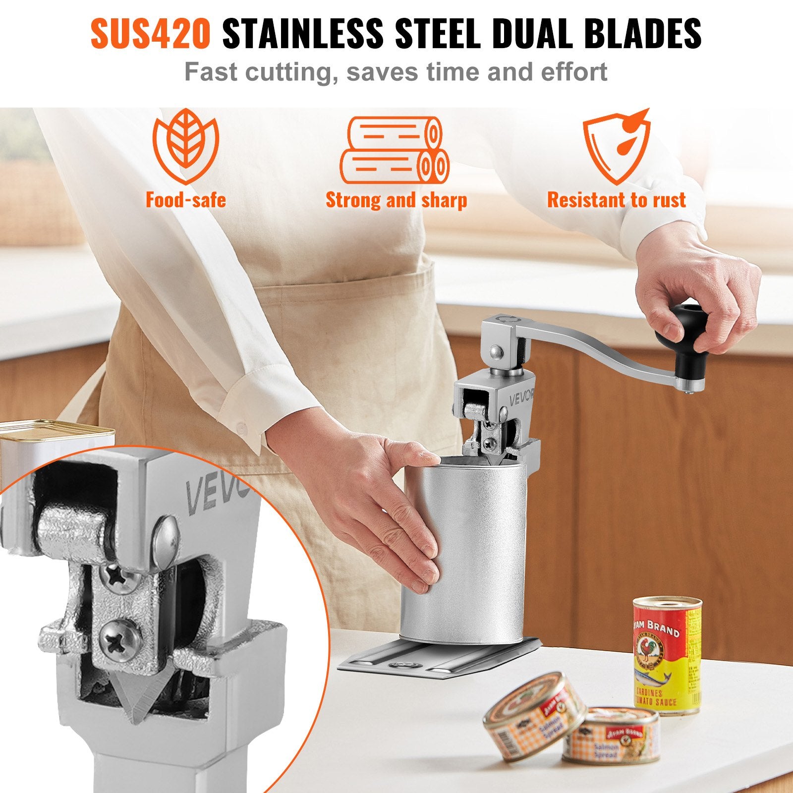 Fence & Gate Accessories: VEVOR Commercial Can Opener, Heavy-Duty Manual Tabletop Cans Opener for Cans Up to 300 mm Height, Height-Adjustable Professional Can Openers with Stainless Steel Blade, for Restaurant & Food Store