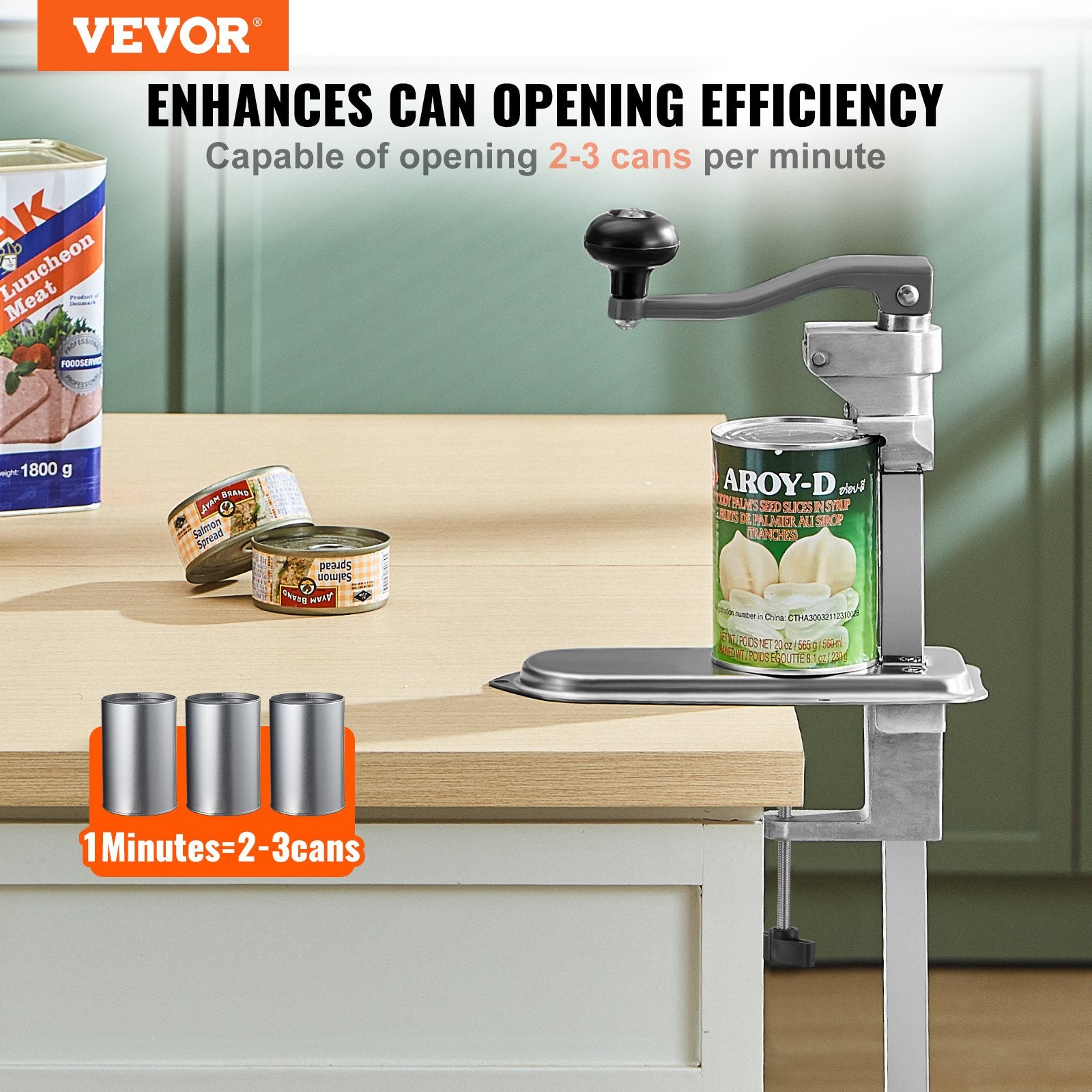 Fence & Gate Accessories: VEVOR Commercial Can Opener, Heavy-Duty Manual Tabletop Cans Opener for Cans Up to 300 mm Height, Height-Adjustable Can Openers Fixed with Screws & Table Clamp, for Restaurant, Hotel, and Food Store