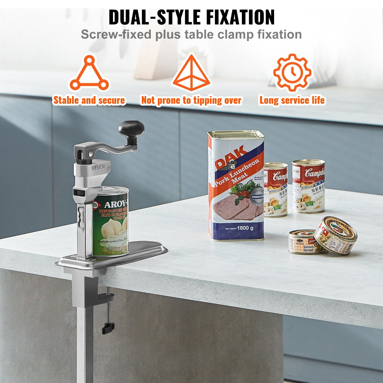 Fence & Gate Accessories: VEVOR Commercial Can Opener, Heavy-Duty Manual Tabletop Cans Opener for Cans Up to 300 mm Height, Height-Adjustable Can Openers Fixed with Screws & Table Clamp, for Restaurant, Hotel, and Food Store