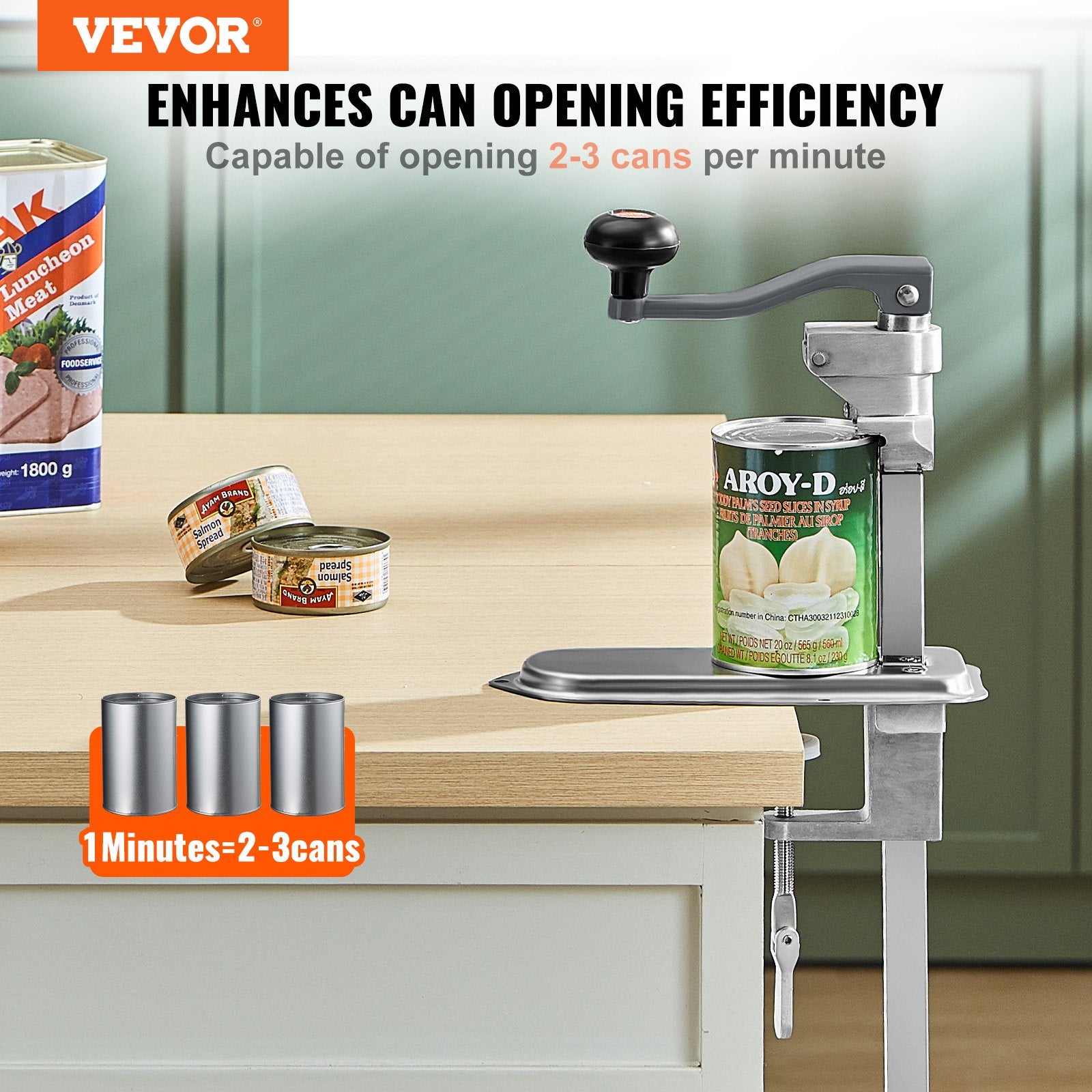 Manual Can Opener, Commercial Table Clamp Opener for Large Cans, Heavy Duty Can Opener with Base, Adjustable Height Industrial Jar Opener For Cans Up to 40cm Tall, for Restaurant Hotel Home Bar