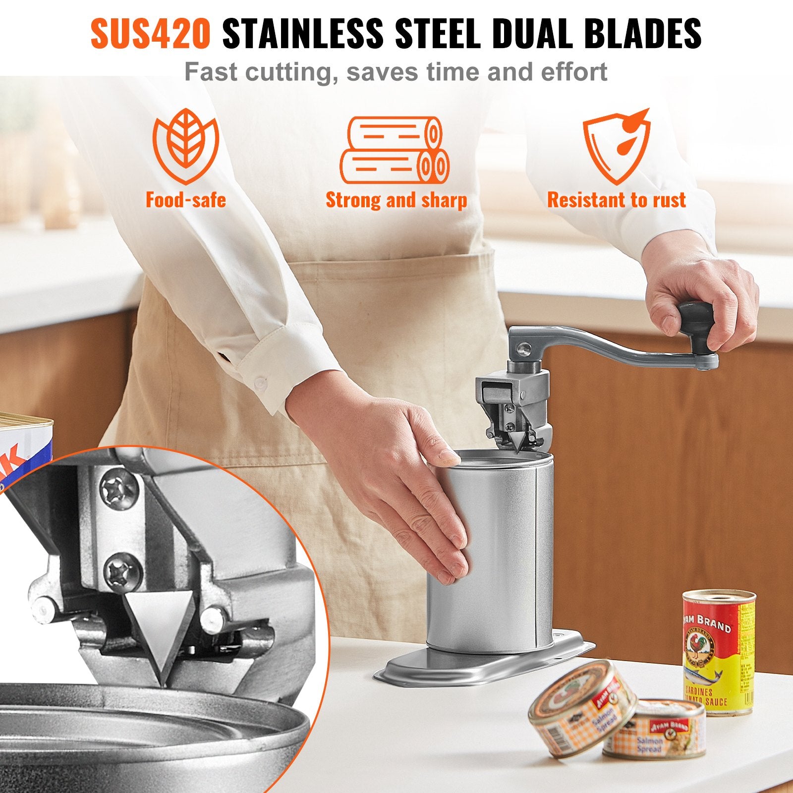 Manual Can Opener, Commercial Table Clamp Opener for Large Cans, Heavy Duty Can Opener with Base, Adjustable Height Industrial Jar Opener For Cans Up to 40cm Tall, for Restaurant Hotel Home Bar