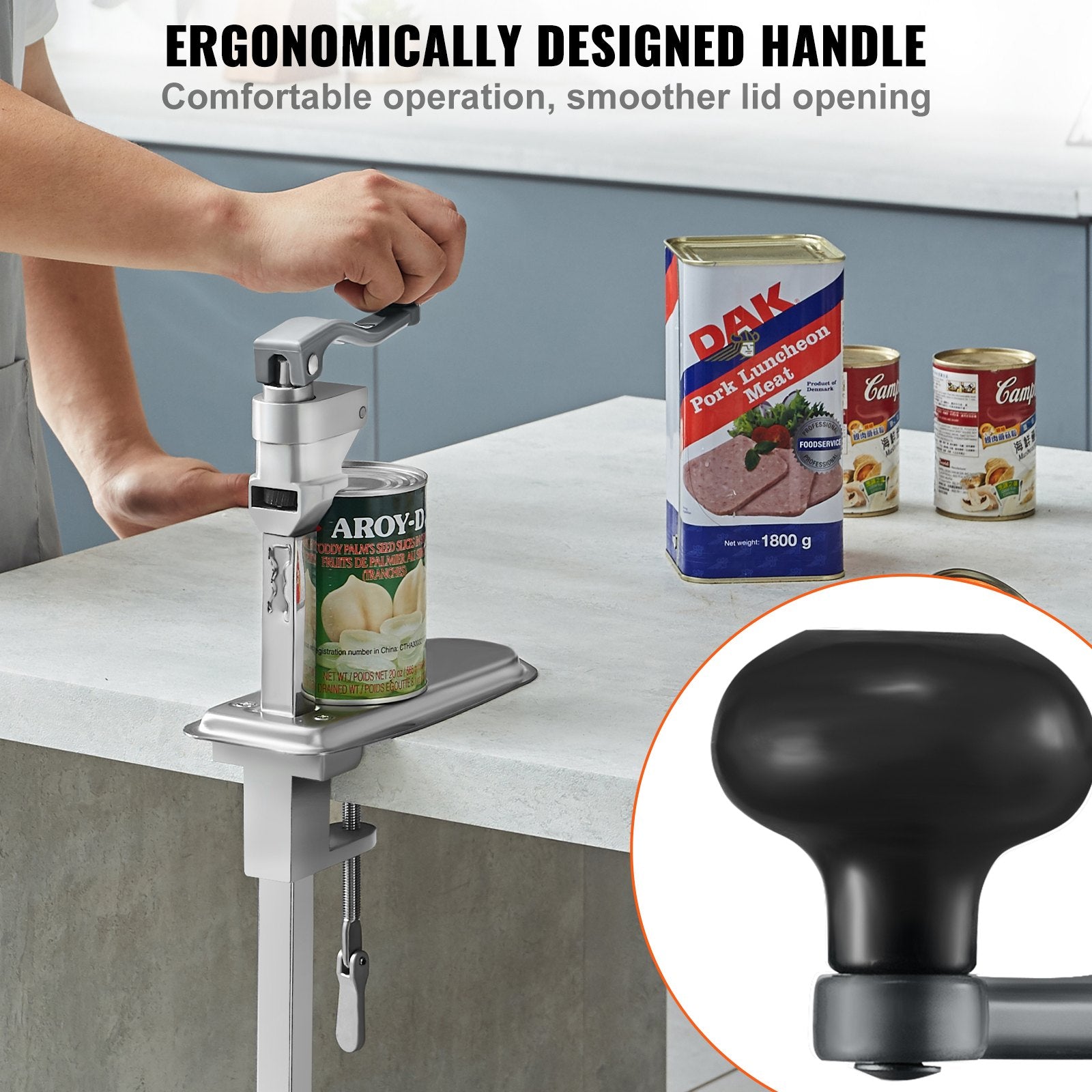 Manual Can Opener, Commercial Table Clamp Opener for Large Cans, Heavy Duty Can Opener with Base, Adjustable Height Industrial Jar Opener For Cans Up to 40cm Tall, for Restaurant Hotel Home Bar