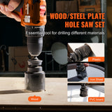 Saw Accessories: VEVOR Hole Saw Kit, 11 PCS Saw Blades, 2 Drill Bits, 1 Hex Wrench, Bi Metal M42 Hole Saw Set with Carrying Case, General Purpose Size from 3/4" to 3", Ideal for Wood Board, Iron and Plastic Plate