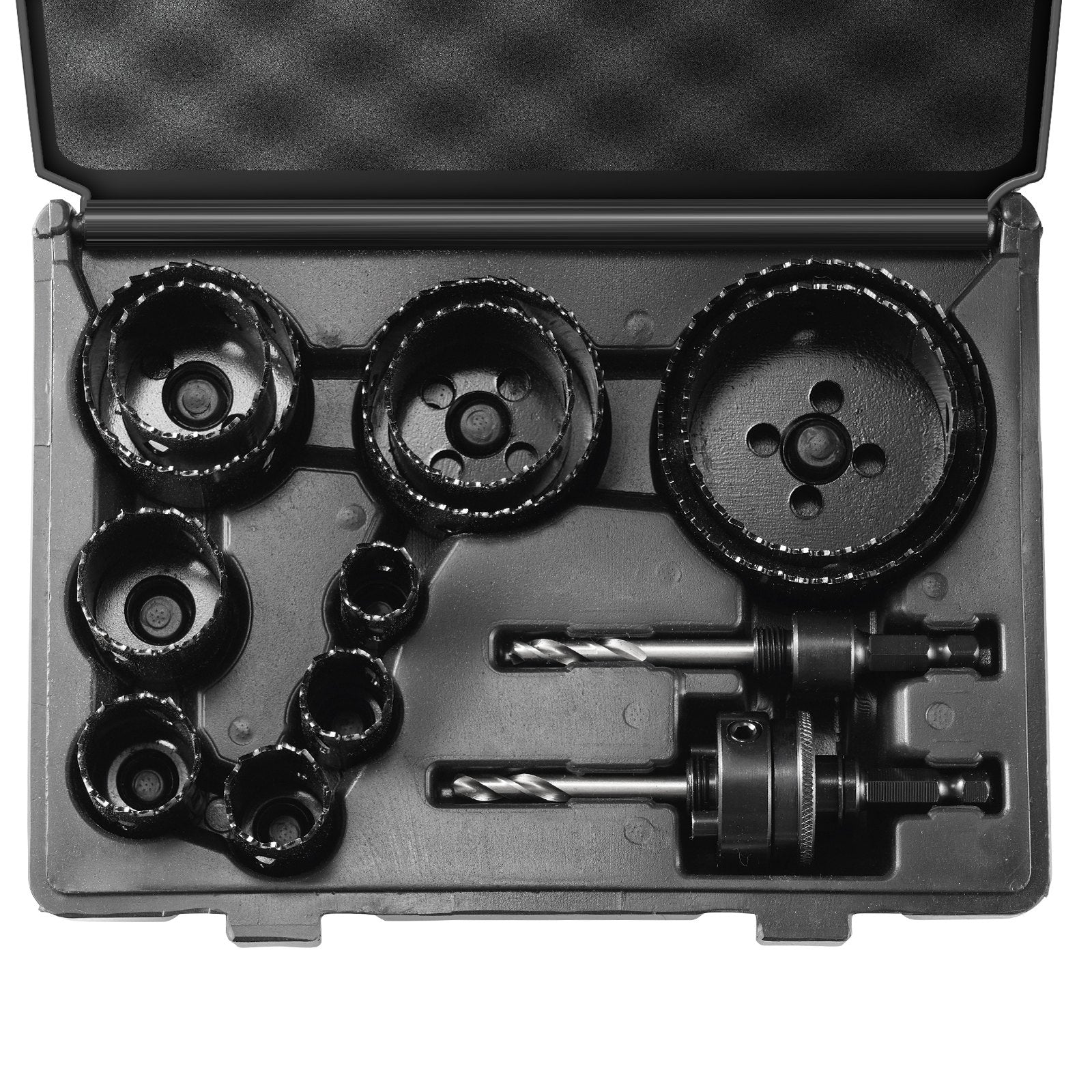 Saw Accessories: VEVOR Hole Saw Kit, 11 PCS Saw Blades, 2 Drill Bits, 1 Hex Wrench, Bi Metal M42 Hole Saw Set with Carrying Case, General Purpose Size from 3/4" to 3", Ideal for Wood Board, Iron and Plastic Plate
