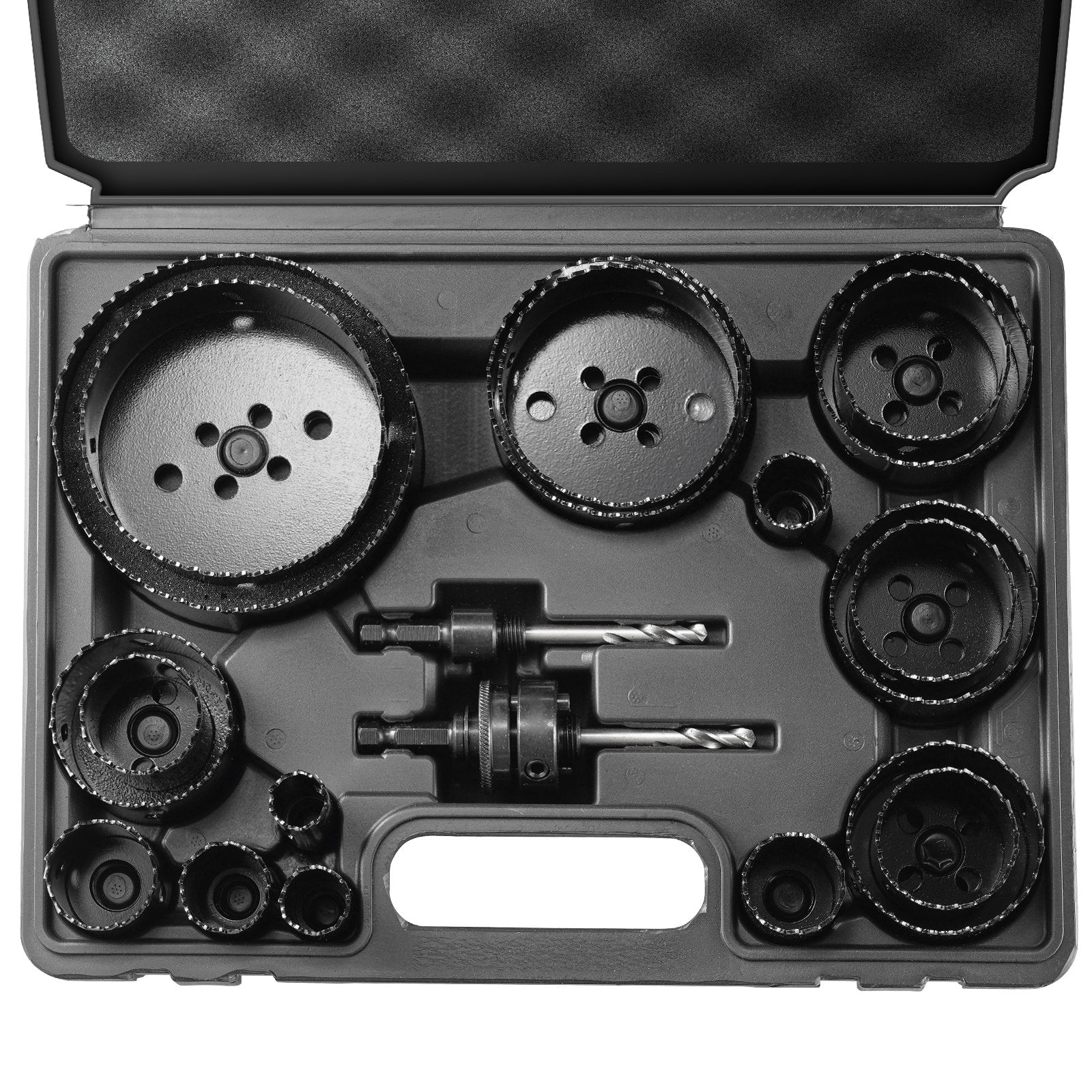 Hole Saw Kit, 18 PCS Saw Blades, 6 Drill Bits, 1 Hex Wrench, Bi Metal M42 Hole Saw Set with Carrying Case, General Purpose Size from 3/4" to 4-1/2", Ideal for Wood Board, Iron and Plastic Plate