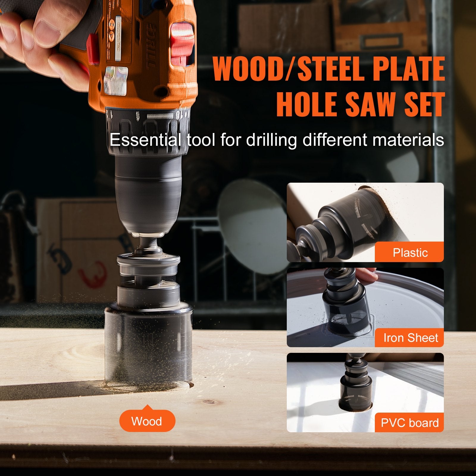 Hole Saw Kit, 18 PCS Saw Blades, 6 Drill Bits, 1 Hex Wrench, Bi Metal M42 Hole Saw Set with Carrying Case, General Purpose Size from 3/4" to 4-1/2", Ideal for Wood Board, Iron and Plastic Plate