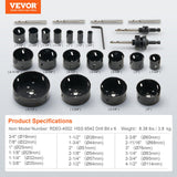 Saw Accessories: VEVOR Hole Saw Kit, 18 PCS Saw Blades, 6 Drill Bits, 1 Hex Wrench, Bi Metal M42 Hole Saw Set with Carrying Case, General Purpose Size from 3/4" to 4-1/2", Ideal for Wood Board, Iron and Plastic Plate