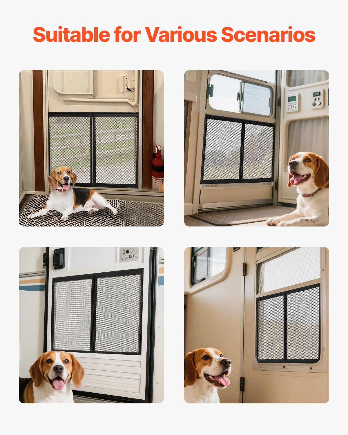 Curtains & Drapes: VEVOR RV Screen Door Protector,  622.3 x 508 mm Door Grille, Easy to Install and Disassemble, Reinforced Breathable Protective Mesh, Aluminum Alloy Camper RV Entry Protector for Pet Protection, Black