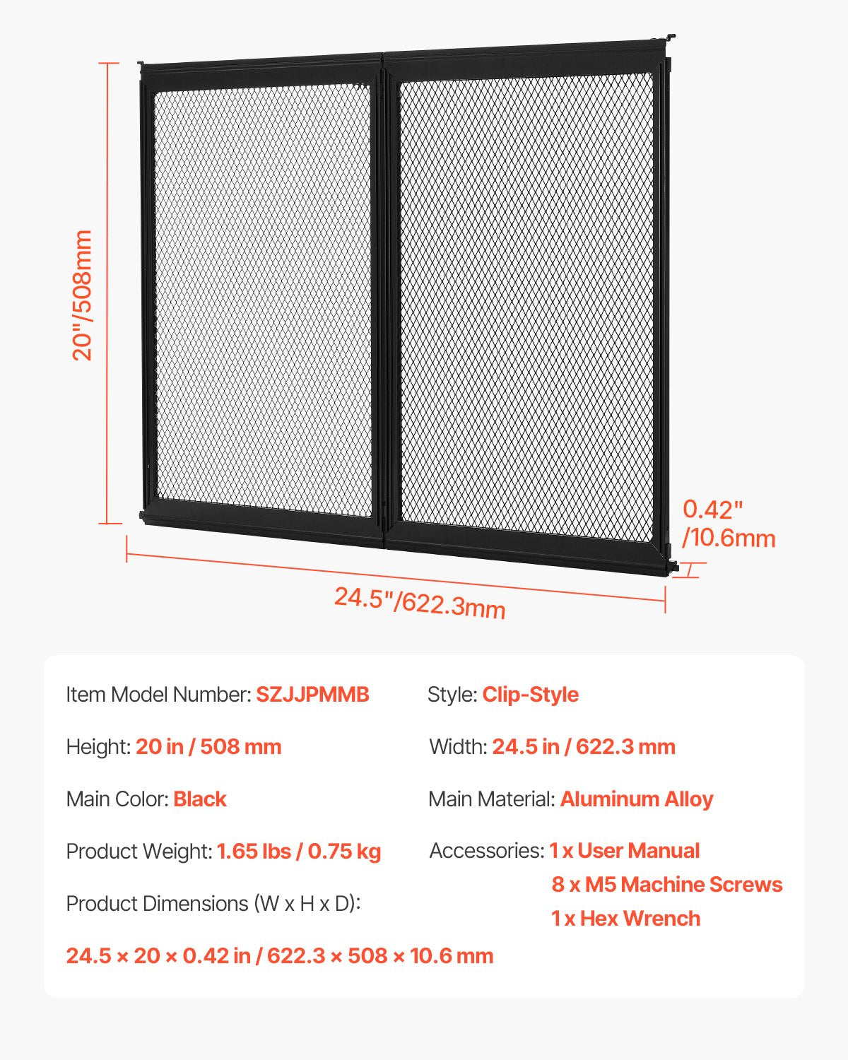 Curtains & Drapes: VEVOR RV Screen Door Protector,  622.3 x 508 mm Door Grille, Easy to Install and Disassemble, Reinforced Breathable Protective Mesh, Aluminum Alloy Camper RV Entry Protector for Pet Protection, Black