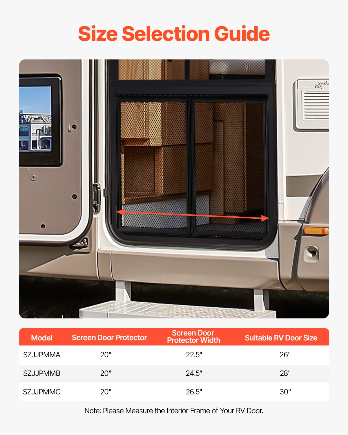RV Screen Door Protector, 673.1 x 508 mm Door Grille, Easy to Install and Disassemble, Reinforced Breathable Protective Mesh, Aluminum Alloy Camper RV Entry Protector for Pet Protection, Black